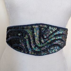 Carolyne Barton night blue sequin belt S